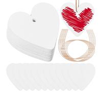 COHEALI Lot de 30 étiquettes colorées en bois naturel pour décoration de mariage - 51 cm - Bois à suspendre - Avec ficelle, cœurs en bois, confettis découpés sur papier