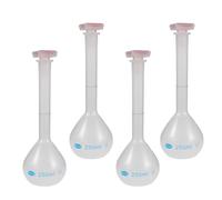 COHEALI Lot de 4 Flacons Volumétriques de 250ml en Pp avec Bouchon Sécurisé, Résistants aux Chocs, pour Usage en Laboratoire et Analyse Chimique