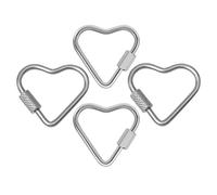 COHEALI Lot de 4 Mousquetons en Acier Inoxydable Forme Cœur, Facile à Ouvrir et Fermer, Connecteur à Vis, Accessoires pour Bijoux et Porte-clés, Usage Extérieur et Voyage