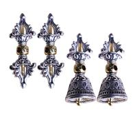 COHEALI Lot de 4 Pendentifs Bouddhistes en Métal Vintage 2 Vajry de Pilon et 2 Cloches Vajra Décor Spirituelle Rétro Accessoires DIY pour Collier et Porte-Clés Résistants à L’Usure UV