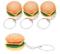 COHEALI Lot de 4 Porte-clés Hamburger en Pvc Léger et Solide, Décoration Suspendue Polyvalente pour Clés et Paquet, Style Cartoon et Coloris Jaune Vif