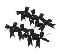 COHEALI Lot de 50 Mini Nœuds Décoratifs Noirs en Ruban Polyester Faits Main Attaches Torsadées, Nœuds pour Emballage Présent, Décoration de Gâteaux, Fête d'anniversaire et Loisirs