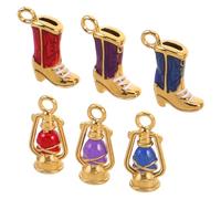 COHEALI Lot de 6 Breloques Pendentifs Bottes Western en Acier Inoxydable Doré Émaillé Double Face Mini Breloques pour Création de Bijoux Bracelets Charms et Porte-Clés Style Western