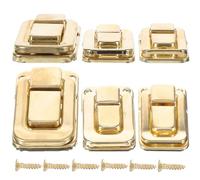 COHEALI Lot de 6 Moraillons en Fer Vintage Doré, Fermoirs pour Boîte à Bijoux et Valise, Tailles Variées, pour Coffrets en Bois et Boîtes de Rangement, Usage Bricolage et Décoration