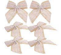 COHEALI Lot de 6 Nœuds Décoratifs Faits Main en Toile de Jute et Dentelle, Grands Nœuds Rustiques pour Emballage Présent, Décoration Mariage Champêtre et Sapin de Noël, Accessoires DIY