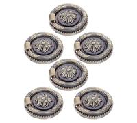 COHEALI Lot de 6 Poignées de Tiroir Annulaires Vintage en Alliage, Boutons Ronds de Meuble Rétro Style Ancien, Diamètre Moyen, Finition Bronze Vert, pour Commode, Placard et Armoire,