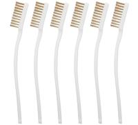 COHEALI Lot de 6 set de Mini Brosses à Gratter en Fil de Laiton Manche Incurvé Blanc Outil de Nettoyage Abrasif pour Imprimante 3D Élimination Précise des Scories Brosse Métallique