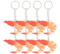 COHEALI Lot de 8 Porte-Clés Décoratifs en Fausse Crevette Réaliste Pendentifs de Paquet en Matériau Solide Accessoires Créatifs pour Décoration de Clés Paquet et Ornements pour