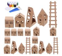 COHEALI Maison Miniature Carton à Colorier Kit De Maisonnette pour Garçon Fille à Décorer Assembler Soi-même Jouet Educatif De Bricolage