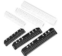 COHEALI Marque-Page Multifonction en Plastique Léger Lot de 12 Règles à Dessin Perforées Noires et Transparentes Adaptées pour Agenda et Travail Scolaire A5 A6 A7