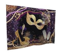 COHEALI Masque de Bal Masqué Décoratif pour Photobooth, Toile de Fond en Tissu Polyester 150x100 Cm, Accessoire Photo Carnaval et Anniversaire, Fond Photo Mural Coloré et Festif