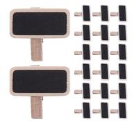 COHEALI Mini Tableaux Noirs à Pince en Bois 35 X 35 CM Lot de 80 Étiquettes Ardoise Inscriptibles Pinces Mémo Décoratives pour Notes Alimentaires Organisation Voyages et Événements