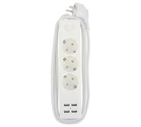 COHEALI Multiprise Rallonge 3 Prises AC 220-240V 4 Ports Chargeur USB Multiprise Blanche Norme Européenne Usage Domestique et Bureau Protection Surcharge Intégrée