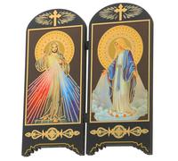 COHEALI Ornement Catholique en Bois Vierge Marie et Jésus pour Décoration de Table, Finition Soignée, Forme Unique, pour Bureau ou Église Plusieurs Styles