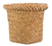 COHEALI Panier à Déchets Tressé en Osier Orange L Corbeille à Papier pour Salle de Bain, la Cuisine et Bureau, Poubelle Décorative Multifonction pour Maison et Appartement
