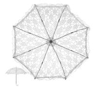 COHEALI Parasol en Dentelle Blanche Brodée Petit Format, Accessoire Vintage pour Mariage et Séance Photo, Décoration Élégante pour Danse et Cérémonie, 1 Pièce