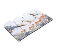 COHEALI Paravent Pliant à 4 Panneaux en PVC Mousse Effet Miroir Blanc Motif pour Décoration Traditionnelle Asiatique de Bureau, Design Élégant et Portable