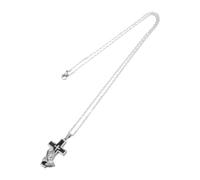 COHEALI Pendentif Croix en Acier Inoxydable Argenté, Urne Funéraire Polyvalente, Collier Mémorial pour Cendres, pour Hommes et Femmes en Souvenir de Famille