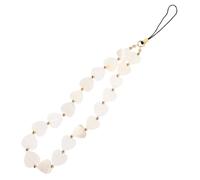 COHEALI Pendentif Porte-clés Téléphone en Perles Cœur pour Femmes, Breloque Double Usage, Accessoire Polyvalent, Compatible Coque, Style Simple et Élégant, Taille Unique, Couleur Blanc Nacré