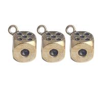 COHEALI Pendentifs Porte-clés Robustes et Décoratifs en Laiton Rétro Set de 3 de Dés, Accessoires DIY pour Création et Fête