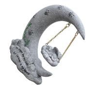 COHEALI Pierre Commémorative Forme Lune, Chat en Résine Synthétique, Jardin | Mémoire et Réconfort, Usage Intérieur ou Extérieur, Objet pour Chat, Style Lune, Rappel Discret