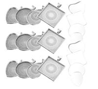 COHEALI Plateau Métallique pour Bijoux Diy, 48 Pièces, Formes Variées | Alliage Métal et Verre, Cabochons Assortis, Fond à Diamètre Intérieur Coordonné, pour Créations Etsy et Sertissage