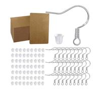 COHEALI pour Fabrication de Boucles D'oreilles Ensemble de 250 Pièces Crochets en Argenté, Earnuts en Silicone et Supports en Papier, pour Création et Rangement
