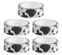 COHEALI Ruban Adhésif Décoratif Blanc Motif Tache de Vache, 5 Pièces en Papier, pour Scrapbooking et Décoration de Carnet DIY