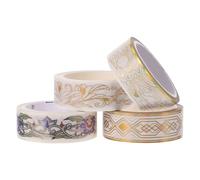 COHEALI Rubans Adhésifs Washi Décoratifs 4 Pcs, Ruban Masking Tape Amovible en Papier, Autocollants pour Scrapbooking Diy, Accessoires Créatifs pour Album, Agenda et Décoration Artisanale