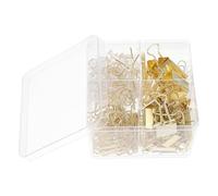 COHEALI Set Créatif de Punaises Transparentes Dorées et Pinces à Reliure en Alliage pour Organiser Documents Boîte à Quatre Compartiments, pour Étude et Bureau