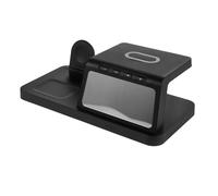 COHEALI Station de Charge sans Fil avec Horloge Numérique et Veilleuse Charge Rapide 15W Compatible Multi-Appareils Support de Bureau Noir pour Smartphone et Tablette Chargeur