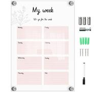 COHEALI Tableau Mémo Mural Transparent en Acrylique Design Simple et Élament Stylo Effaçable 1 Set Pratique pour Notes et Planning pour École et Café