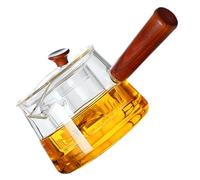 COHEALI Théière en Verre Transparent Infuseur 500ml, Manche en Bois, Résistante à Haute Température, Facile à Nettoyer pour Thé Kung Fu et Thé aux Fruits