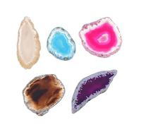 COHEALI Tranches D’agate Naturelle Percées 5 Pcs Multicolores Petites pour Pendentifs DIY Bijoux Artisanaux Décoration Créative Présent à Fabriquer Loisirs Créatifs