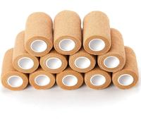 Cohesive Bandage Self-Adhesive Elastic Bandage 7.5 Cm X 450 Cm,Medical Bandage For First Aid Sports,12 Rolls (Beige)