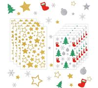 Coicok 394 Pièces Autocollants Paillettes Noël, Autocollantes, Noël Stickers, Gommettes, Stickers Noel Scrapbooking, Calendrier de l'Avent Filler, l'Avent Sapin Or Scintillantes