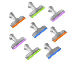 Coideal Pince Sachet Acier Inoxydable, 8 Pièces Grand Pince à Sac 76 mm Pince de Fermeture avec Bords en Silicone Colorés pour Cuisine, Maison, Alimentaire, Café