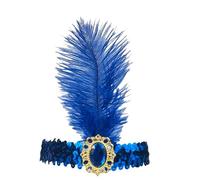 Coiffe à Plumes 2 pièces Coiffe Bresilienne Plume Carnaval Style Années 20 Flapper Coiffure de Showgirl pour Femmes Accessoire de Carnaval et Fêtes Thématique (Bleu, 1 plume)