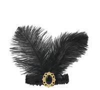 Coiffe à Plumes 2 pièces Coiffe Bresilienne Plume Carnaval Style Années 20 Flapper Coiffure de Showgirl pour Femmes Accessoire de Carnaval et Fêtes Thématique (Noir, 2 plumes)