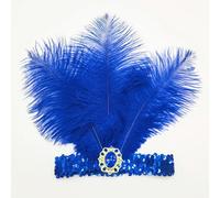 Coiffe à Plumes 2 pièces Coiffe Bresilienne Plume Carnaval Style Années 20 Flapper Coiffure de Showgirl pour Femmes Accessoire de Carnaval et Fêtes Thématique (Bleu, 3 plumes)