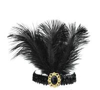 Coiffe à Plumes 2 pièces Coiffe Bresilienne Plume Carnaval Style Années 20 Flapper Coiffure de Showgirl pour Femmes Accessoire de Carnaval et Fêtes Thématique (Noir, 3 plumes)