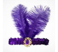 Coiffe à Plumes 2 pièces Coiffe Bresilienne Plume Carnaval Style Années 20 Flapper Coiffure de Showgirl pour Femmes Accessoire de Carnaval et Fêtes Thématique (Violet, 2 plumes)
