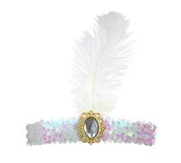 Coiffe à Plumes 2 pièces Coiffe Bresilienne Plume Carnaval Style Années 20 Flapper Coiffure de Showgirl pour Femmes Accessoire de Carnaval et Fêtes Thématique (Blanc, 1 plume)