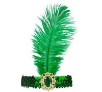Coiffe à Plumes 2 pièces Coiffe Bresilienne Plume Carnaval Style Années 20 Flapper Coiffure de Showgirl pour Femmes Accessoire de Carnaval et Fêtes Thématique (Vert, 1 plume)