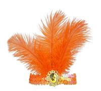 Coiffe à Plumes 2 pièces Coiffe Bresilienne Plume Carnaval Style Années 20 Flapper Coiffure de Showgirl pour Femmes Accessoire de Carnaval et Fêtes Thématique (Orange, 3 plumes)