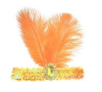Coiffe à Plumes 2 pièces Coiffe Bresilienne Plume Carnaval Style Années 20 Flapper Coiffure de Showgirl pour Femmes Accessoire de Carnaval et Fêtes Thématique (Orange, 2 plumes)