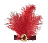 Coiffe à Plumes 2 pièces Coiffe Bresilienne Plume Carnaval Style Années 20 Flapper Coiffure de Showgirl pour Femmes Accessoire de Carnaval et Fêtes Thématique (Rouge, 3 plumes)