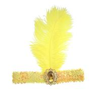 Coiffe à Plumes 2 pièces Coiffe Bresilienne Plume Carnaval Style Années 20 Flapper Coiffure de Showgirl pour Femmes Accessoire de Carnaval et Fêtes Thématique (Jaune, 1 plume)