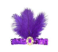 Coiffe à Plumes 2 pièces Coiffe Bresilienne Plume Carnaval Style Années 20 Flapper Coiffure de Showgirl pour Femmes Accessoire de Carnaval et Fêtes Thématique (Violet, 3 plumes)