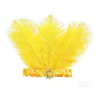 Coiffe à Plumes 2 pièces Coiffe Bresilienne Plume Carnaval Style Années 20 Flapper Coiffure de Showgirl pour Femmes Accessoire de Carnaval et Fêtes Thématique (Jaune, 3 plumes)